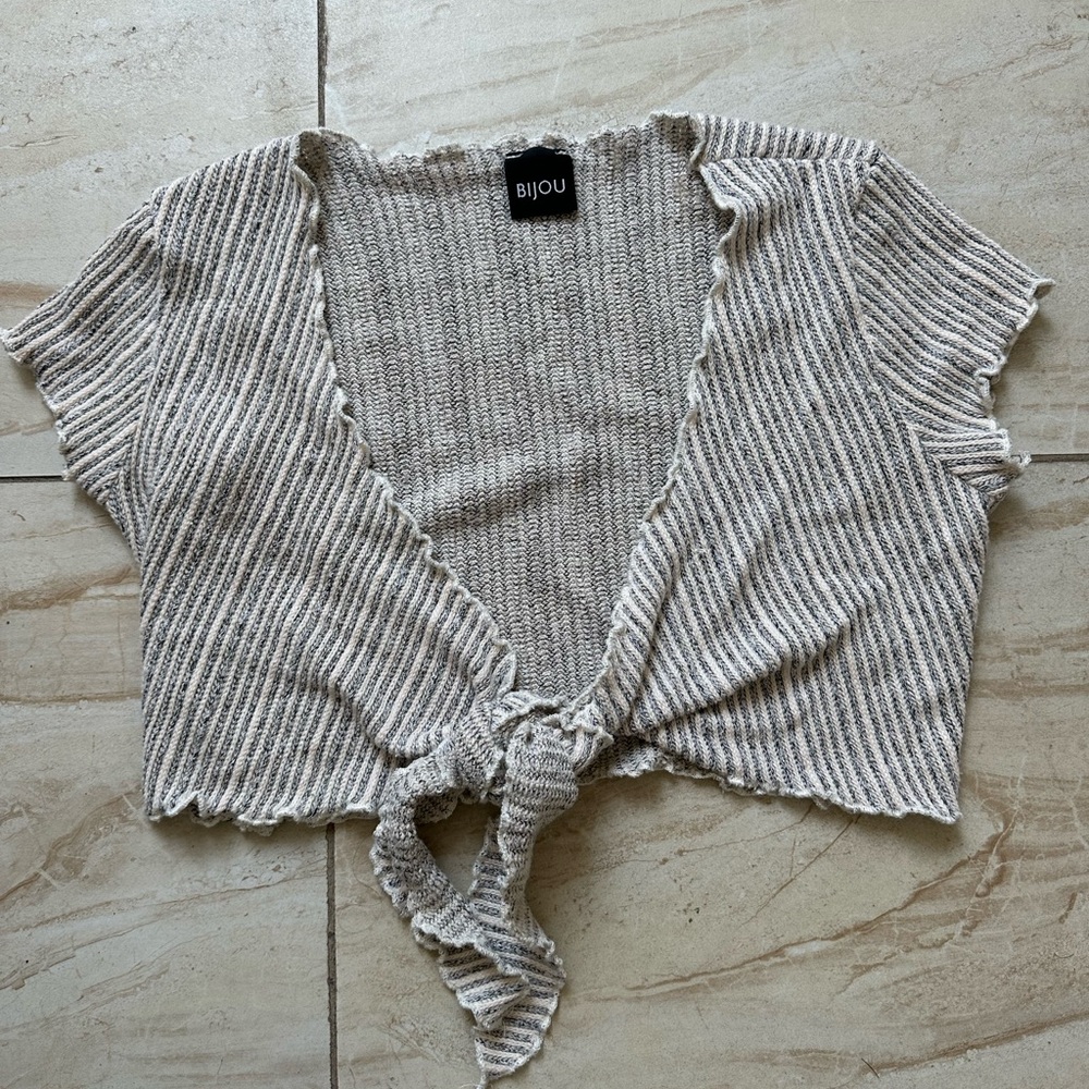 Bijou Cream Striped Women's Crop Top